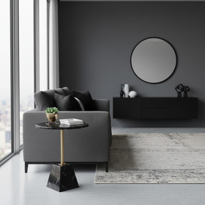 Runder Schwarzer Couchtisch Beistelltisch Designer Tisch Wohnzimmer