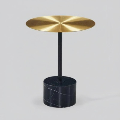 Schwarz-Goldener Beistelltisch Runder Ablagetisch Wohnzimmer Tische Neu