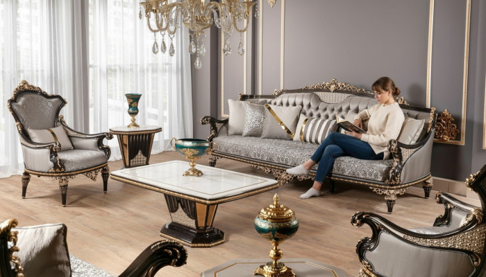 Klasická sedací souprava Chesterfield Luxus 3+1 Seater Polstrové gauče 2ks