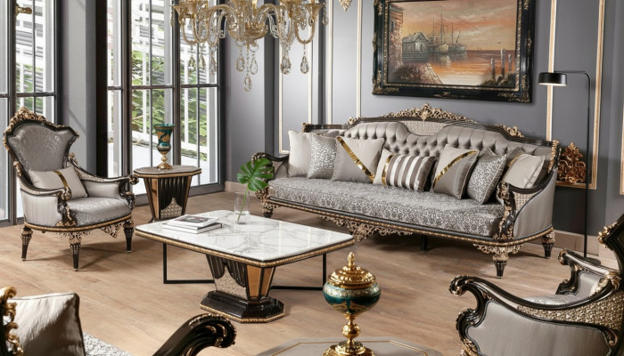 Klasická sedací souprava Chesterfield Luxus 3+1 Seater Polstrové gauče 2ks