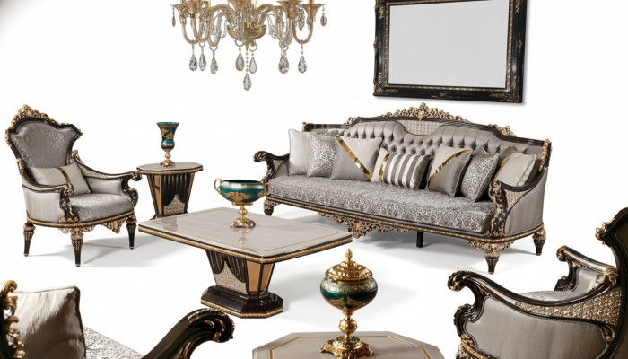 Klasická sedací souprava Chesterfield Luxus 3+1 Seater Polstrové gauče 2ks