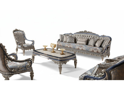 Chesterfield sada sezení, 3+1+1sedadla, luxusní textilní gauč