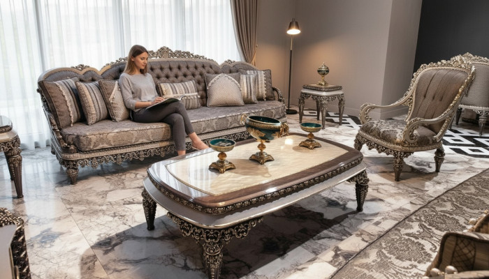 Taupe Klasická Chesterfieldská souprava sedacího nábytku 3+1+1 Luxusní pohovky