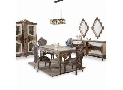 Designer Klassischer Esszimmer Set Stuhlgruppe Esstisch Garnitur 5tlg