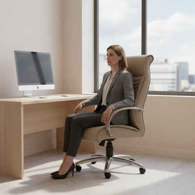 Stylish Gaming Stuhl Beige Bürostuhl Schreibtisch Drehstuhl Chefsessel