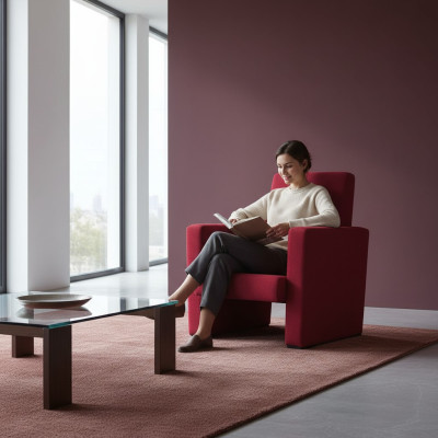 Křeslo Dvoused Design Luxus Červená Křeslo Klasické Látka Textil Nový
