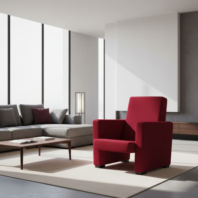 Křeslo Dvoused Design Luxus Červená Křeslo Klasické Látka Textil Nový