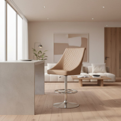 Modern Hochwertig Beige Stuhl Designer Barhocker Kunstleder Luxus Möbel neu