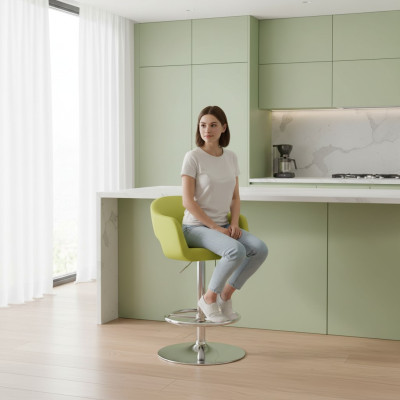 Barové židle, barové židle, zelená textilie, designové barové židle, stoly, židle, nové.