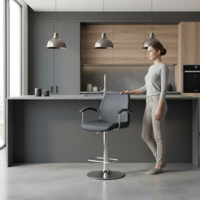Modern Grau Stuhl Designer Barhocker Metall stilvoll Luxus Möbel Hocker