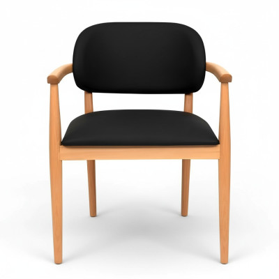Černé křeslo designu jídelní židle Luxus jednosedadlo nábytek z dubu.