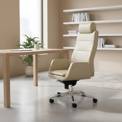 Beiger Bürostuhl Luxus Drehstuhl Chefsesel Büroeinrichtungsmöbel Sessel
