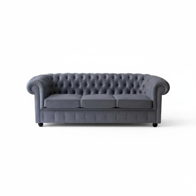 Chesterfield šedý třímístný luxusní gauč designérská obývací sofa