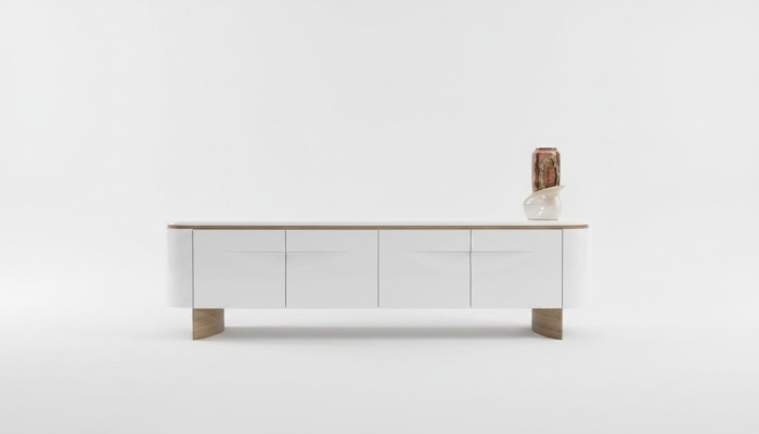 TV Ständer stilvoll RTV Lowboard Wohnwand Sideboard Weiß Holz Modern Design