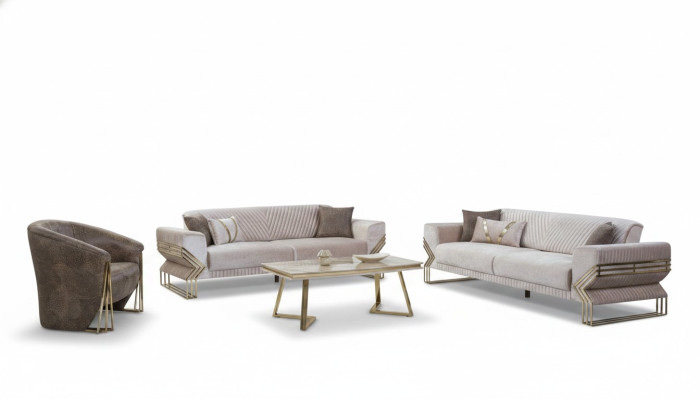 Designer Sofagarnitur 3+3+1 Sitzer Moderne Komplette Couchgarnitur Neu