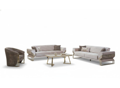 Designer Sofagarnitur 3+3+1 Sitzer Moderne Komplette Couchgarnitur Neu