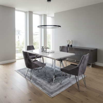 Komplett Set Esstisch 4x Stühle Esszimmer Set Ess Gruppe Metall Tisch neu