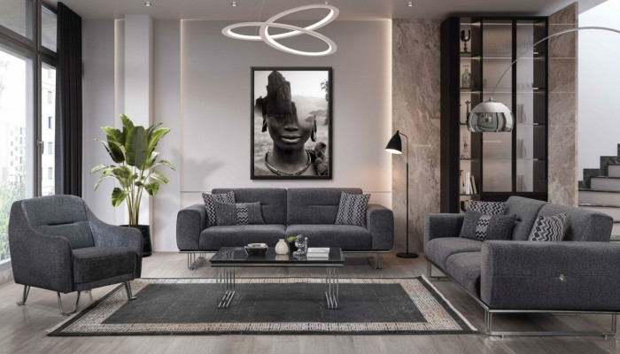 Sofagarnitur 3+3+1 Sitzer Wohnzimmer Komplett Sofas Set Modern Set Couchtisch