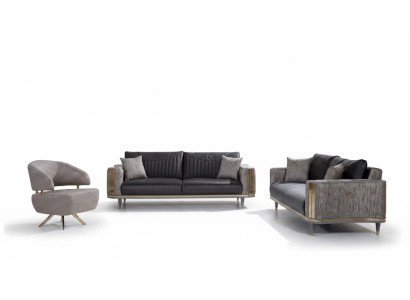 Graue Wohnzimmer Garnitur Designer Sofas Luxus Couchtisch Beistelltisch