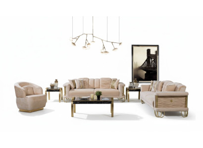 Wohnzimmer Beige Sofagarnitur Dreisitzer Couch Designer Sessel Gruppe