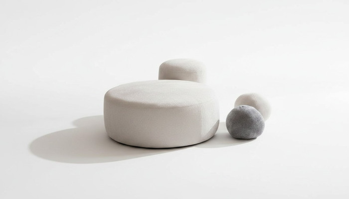 Weißer Luxus Polster Hocker Rundhocker Sitzmöbel Designer Stilvolle Möbel