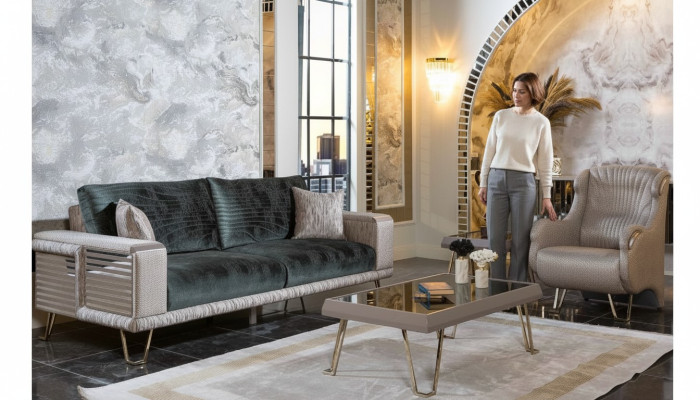Wohnzimmer Komplette Sitzgarnitur Dreisitzer Couch Einsitzer 2tlg Set