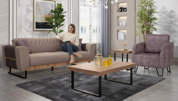 Stilvolle Wohnzimmer Sofagarnitur 3 Sitzer Polster Couchgarnitur 2tlg