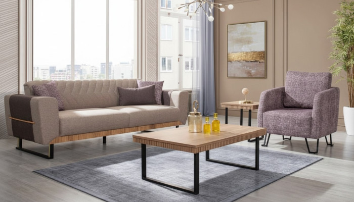Stilvolle Wohnzimmer Sofagarnitur 3 Sitzer Polster Couchgarnitur 2tlg