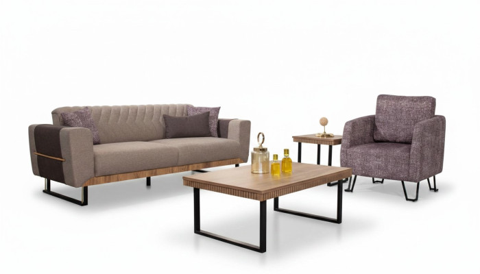 Stilvolle Wohnzimmer Sofagarnitur 3 Sitzer Polster Couchgarnitur 2tlg