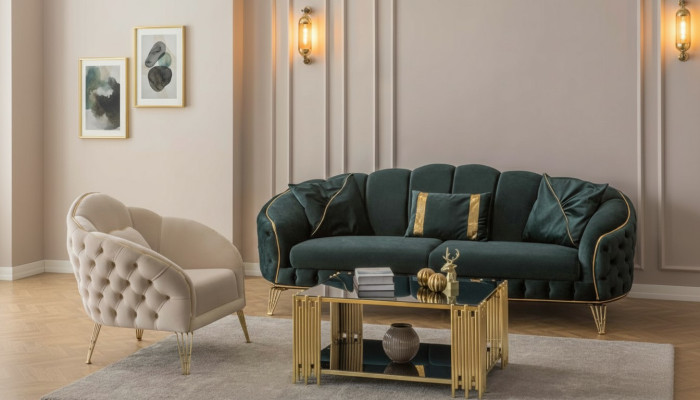 Stylový obývací pokoj kompletní 3-dílný třísedadlový gauč luxusní 2x křeslo