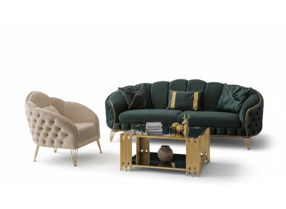 Stylový obývací pokoj kompletní 3-dílný třísedadlový gauč luxusní 2x křeslo