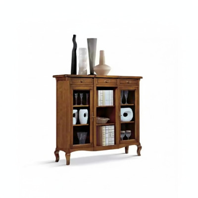Vitrine Wohnzimmer Möbel Anrichte Holz Vitrinen Braun Schrank Echtholz