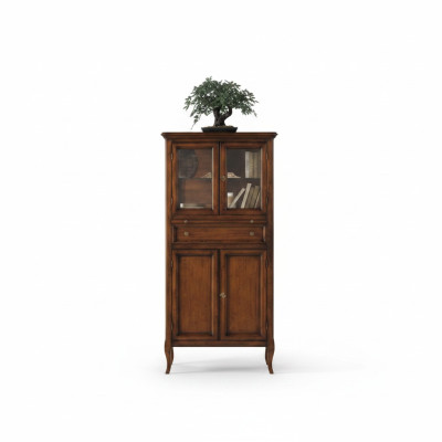 Klassische Schrank Möbel Braun Vitrine Vitrinenschrank Glasschrank Neu