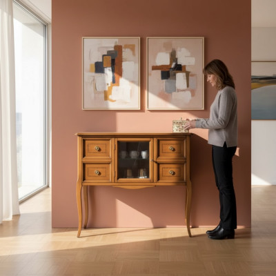 Klassische Stil Kommode Sideboard Wohnzimmer Holz Anrichte Braun Neu
