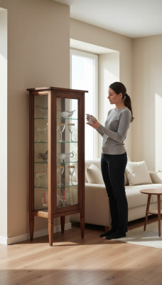Klassische Vitrine Kommoden Vitrinenschrank Schrank Glasschrank Braun