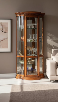 Schränke Holz Vitrine Glas Schrank Echtholz Wohnzimmer Möbel Anrichte