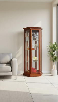 Vitrine Schränke Vitrinen Holz Luxus Wohnzimmer Möbel Schrank Braun Neu