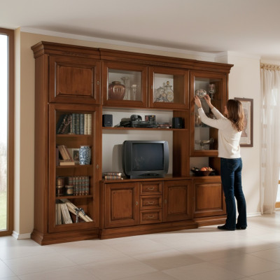 Wohnzimmer Möbel Wohnwand klassisch Italienischer Stil Holz Möbel Neu