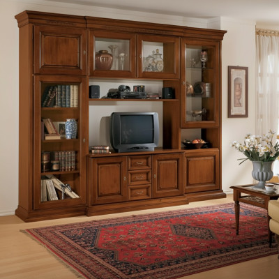 Wohnzimmer Möbel Wohnwand klassisch Italienischer Stil Holz Möbel Neu