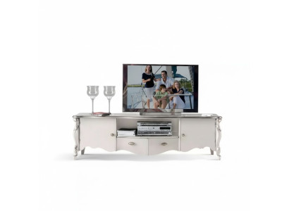 TV stojan RTV Lowboard Klasický bílý dřevo Moderní obývací pokoj Nový