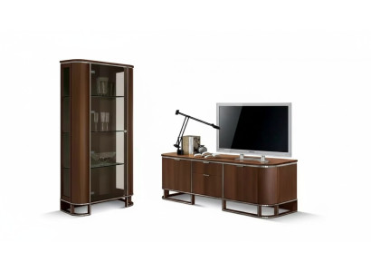 TV Ständer Fernseher Wand Wohnwand Lowboard Braun Hochglanz Vitrine