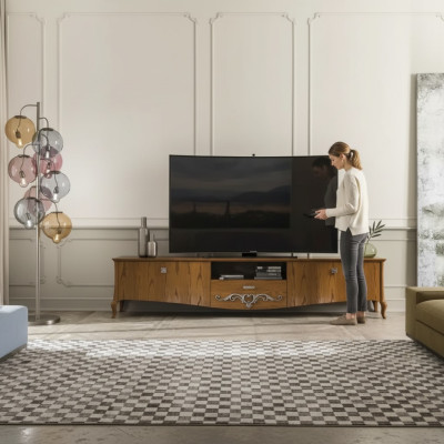 TV stojan RTV obývacího pokoje Design Regál Hnědý Dřevo Lowboard Itálie Nové