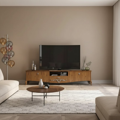 TV stojan RTV obývacího pokoje Design Regál Hnědý Dřevo Lowboard Itálie Nové