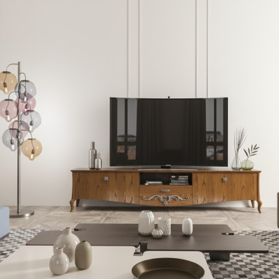 TV stojan RTV obývacího pokoje Design Regál Hnědý Dřevo Lowboard Itálie Nové