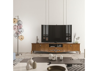 TV stojan RTV obývacího pokoje Design Regál Hnědý Dřevo Lowboard Itálie Nové