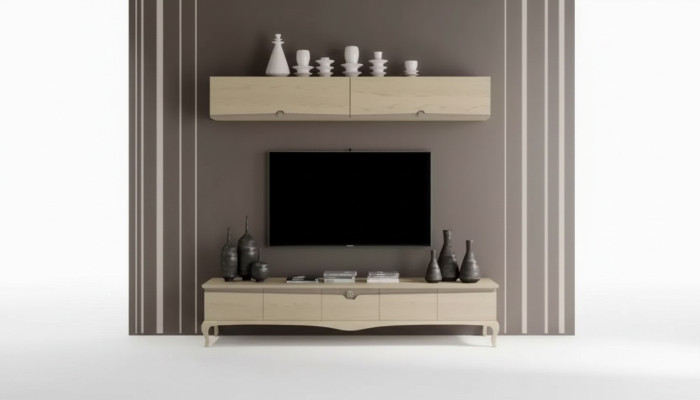 TV stojan Police na zeď Dřevěný stůl Police na zeď Beige Klasický design Nový