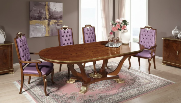 Esstisch 4x Stühle Klassische Esszimmer Garnitur 5tlg. Set Oval Tisch