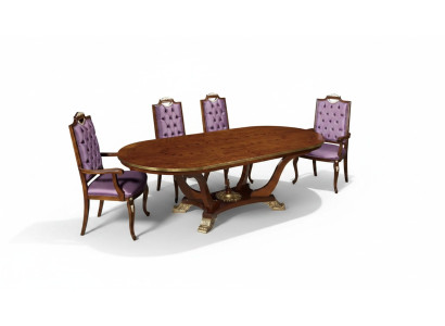Esstisch 4x Stühle Klassische Esszimmer Garnitur 5tlg. Set Oval Tisch
