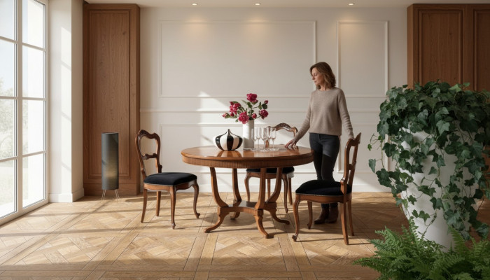 Design kulatý stůl jídelny kulatý hnědý stůl dřevěný jídelní stůl jídelna nový