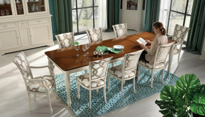Esszimmergarnitur Tisch 8x Stühle Tischgarnitur Gruppe Set Italien Holz